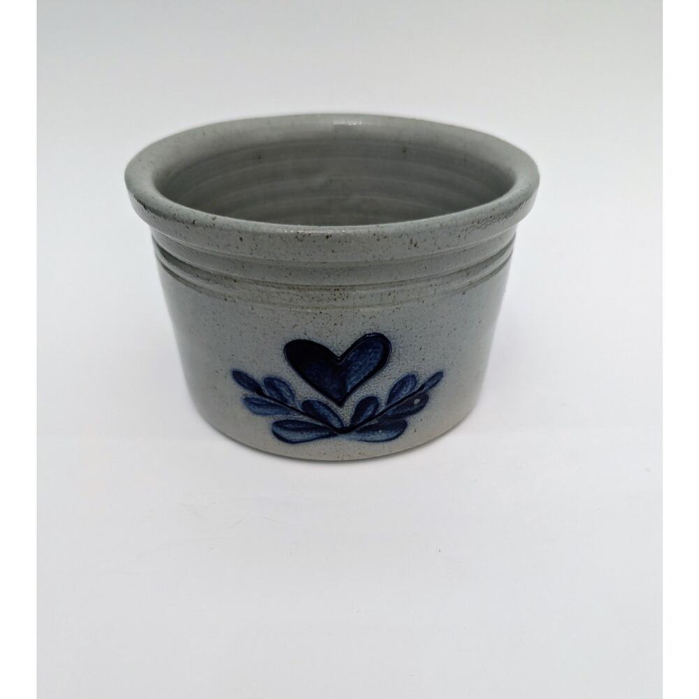 David Eldreth Salt Glazed Stoneware Pottery Heart Crock Nottingham PA Vintage
